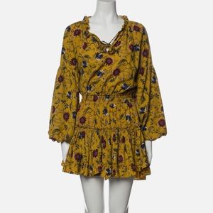 MISA Los Angeles Fleaur Violet Yellow Print Floral Dress